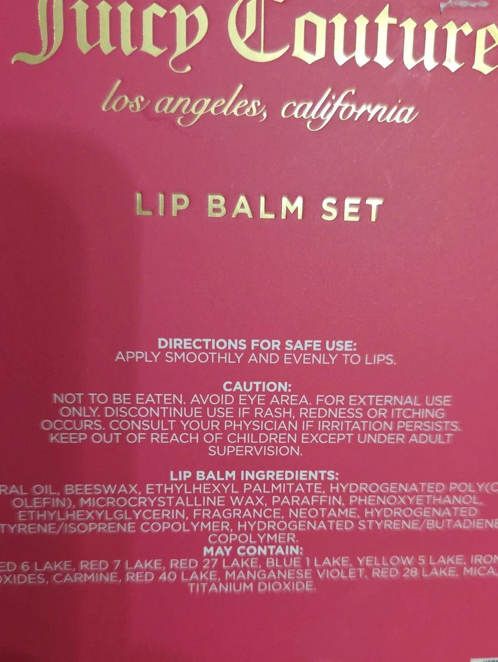 NEW Juicy Couture Pink Lip Balm Set - 4 Piece